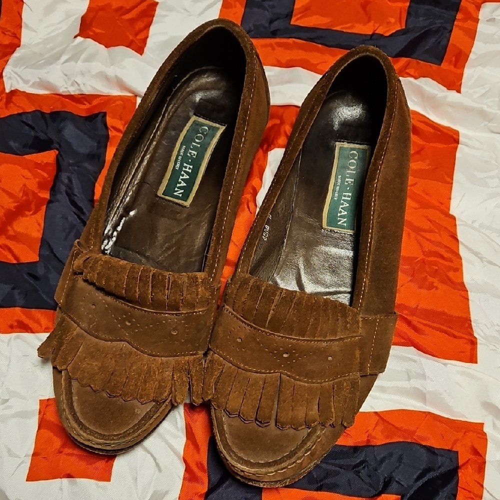 Cole Haan Brown Fringe Loafers
